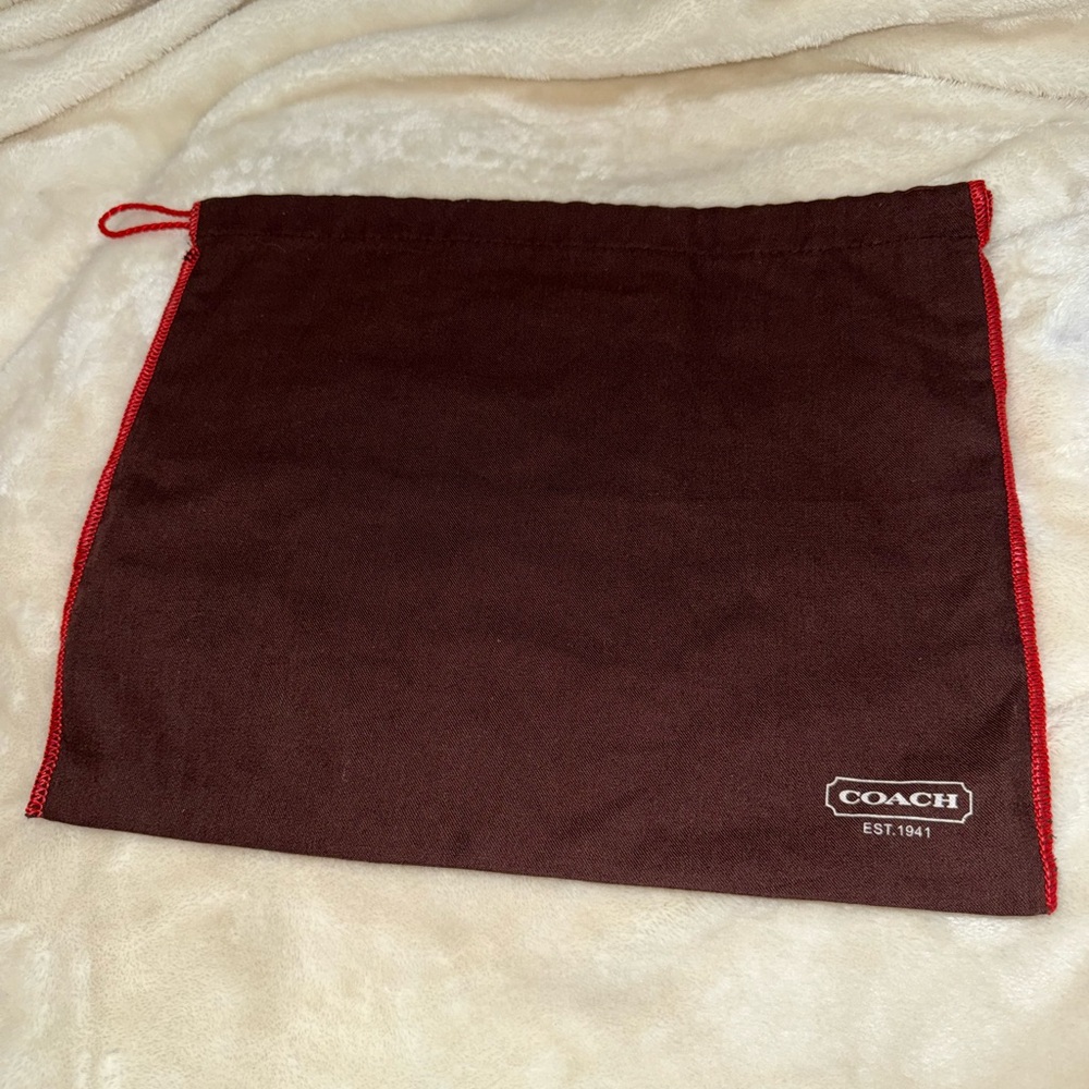 Authentic Coach Dust Bag, Brown with Red Trim Like New 11x13.5